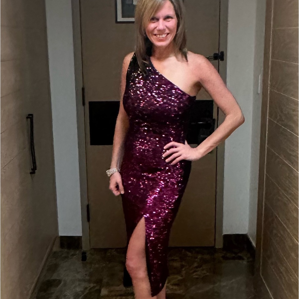 Shop The Population Pink Sequence Dress